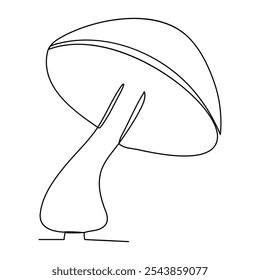  continuous line drawing of mushroom isolated on transparent background. Vector illustration