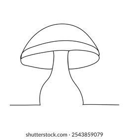  continuous line drawing of mushroom isolated on transparent background. Vector illustration