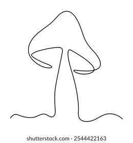  continuous line drawing of mushroom isolated on transparent background. Vector illustration