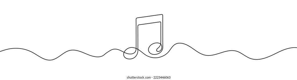 Continuous line drawing of music note. Music note one line icon. One line drawing background. Vector illustration. Music note black icon