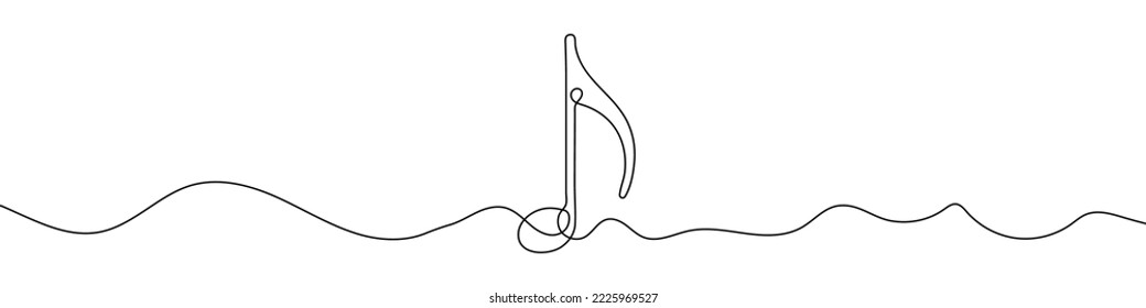 Continuous line drawing of music note. Music note one line icon. One line drawing background. Vector illustration. Music note black icon