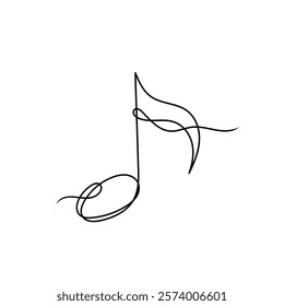 continuous line drawing musical note illustration