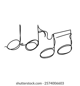 continuous line drawing musical note illustration