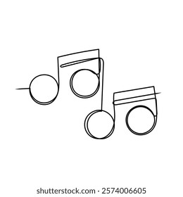 continuous line drawing musical note illustration