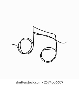 continuous line drawing musical note illustration