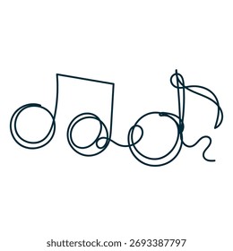 continuous line drawing musical note 