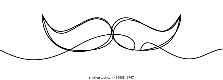 continuous line drawing of mustache symbol. abstract line art illustration