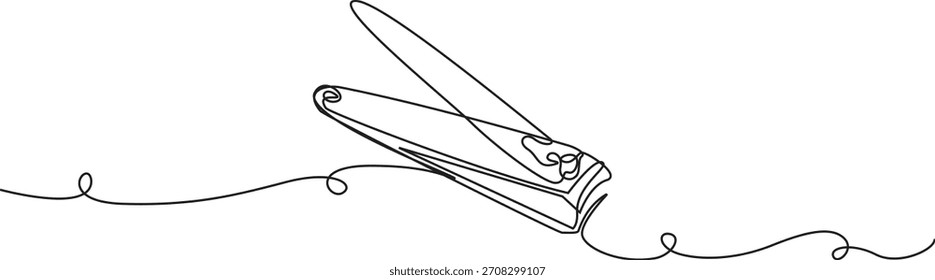 Dibujo de línea continua de cortaúñas: un diseño simple y elegante para conceptos de belleza y cuidado personal