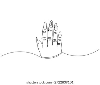 Desenho de linha contínua de pregos arte. Ilustração de linha única de prego arte. Moda, bem-estar, beleza, conceito de autocuidado. Estrutura de tópicos editável
