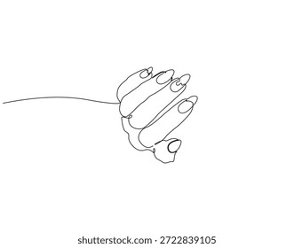 Desenho de linha contínua de pregos arte. Ilustração de linha única de prego arte. Moda, bem-estar, beleza, conceito de autocuidado. Estrutura de tópicos editável
