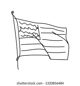 Continuous line drawing of National American flag. USA flag line art