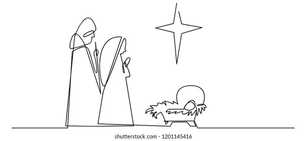 continuous line drawing Nativity Jesus