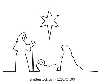 continuous line drawing of Nativity of Jesus