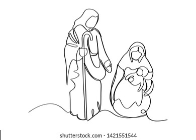 dibujo continuo de la Natividad de Jesús