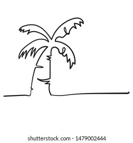 continuous line drawing of a natural coconut doodle handdrawing style