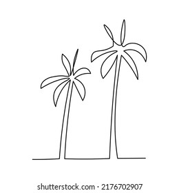 A continuous line drawing of a natural coconut tree vector illustration