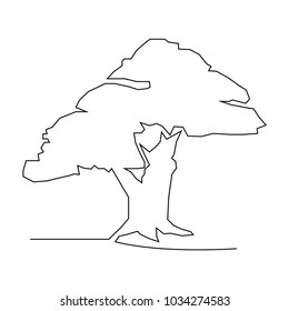 continuous line drawing of nature tree vector illustration