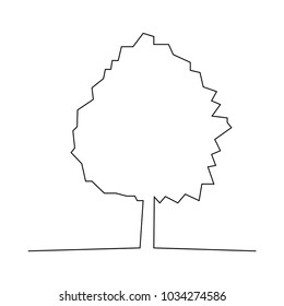 continuous line drawing of nature tree vector illustration