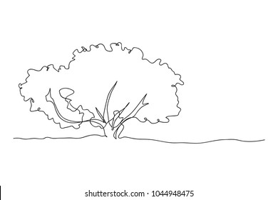 continuous line drawing of nature tree vector illustration