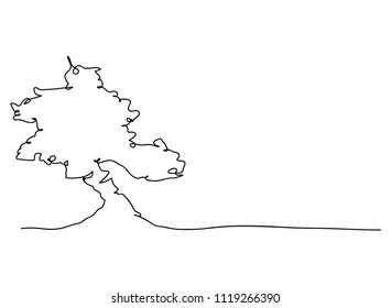 continuous line drawing of nature tree vector illustration