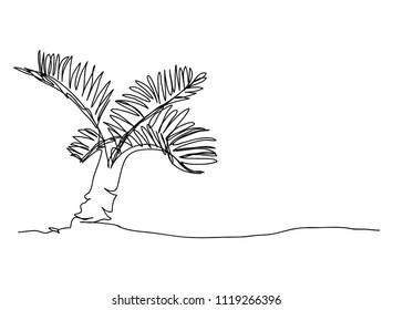 continuous line drawing of nature tree vector illustration