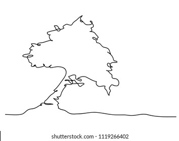continuous line drawing of nature tree vector illustration