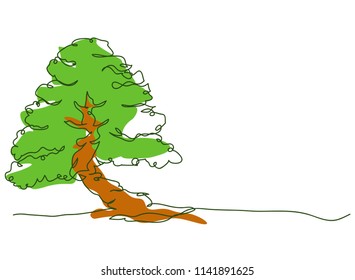 continuous line drawing of nature tree environmental vector illustration.