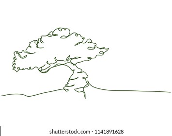 continuous line drawing of nature tree environmental vector illustration.
