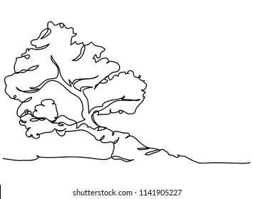 continuous line drawing of nature tree environmental vector illustration.