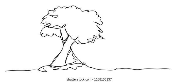 continuous line drawing of nature tree environmental vector illustration.