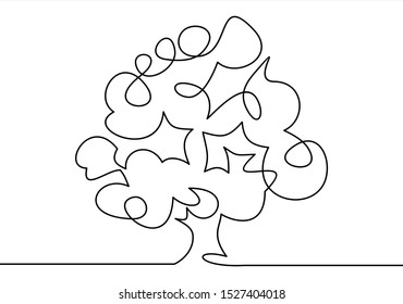 continuous line drawing of nature tree illustration