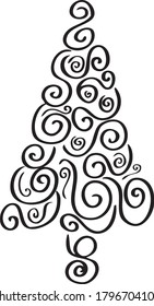 Dauerzeichnung des Naturbaums Weihnachtsvektorgrafik