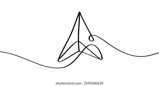 continuous line drawing navigation arrow symbol. abstract line art illustration