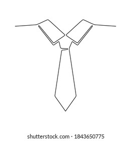 Continuous line drawing. Necktie and shirt. Formal clothing style. Black isolated on white background. Hand drawn vector illustration. 