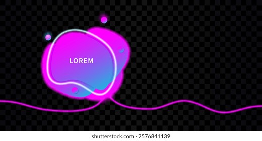 Continuous  line drawing of neon liquid shape element. Futuristic fluid abstract shapes