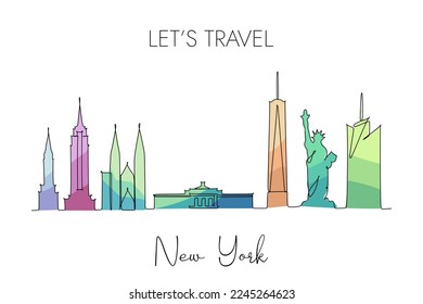 Continuous line drawing of New York city USA. Simple line drawing for wall decoration or illustration