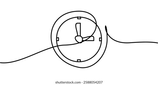 continuous line drawing of nine o'clock symbol. abstract line art illustration symbolizing time