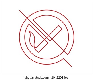 Continuous line drawing of no smoking sign. Vector illustration.