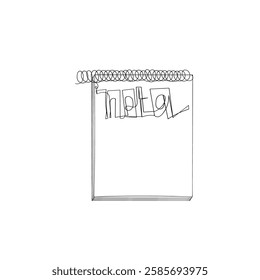 continuous line drawing note sheet diary memo