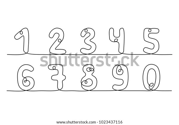 Continuous Line Drawing Numbers Black Isolated Stock Vector Royalty Continuous Line Drawing Numbers Black Isolated Stock Vector Royalty