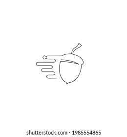 Continuous line drawing of oak nut with speed design, object one line, single line art, vector illustration