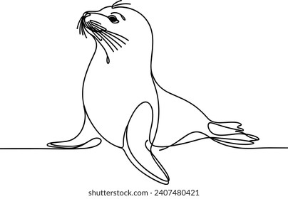 continuous line drawing of an ocean seal. vector illustration
