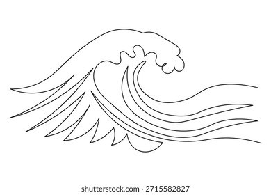 Continuous line drawing of an ocean wave icon minimalist design