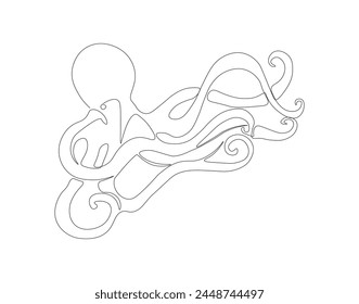 Dibujo de línea continua de pulpo. Una línea de cefalópodos. Concepto animal marino arte de línea continua. Esquema editable.
