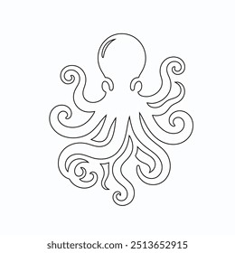 Kontinuierliche Linienzeichnung des Oktopus. Eine Zeile Kopffüßer. Meerestier Konzept kontinuierliche Linie Kunst, Octopus kontinuierliche einzeilige Zeichnung Vektorgrafik