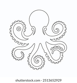 Desenho em linha contínua do polvo. Uma linha de cefalópodes. conceito animal marinho arte de linha contínua, Octopus contínuo uma linha desenho vetor ilustração