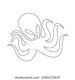 Continuous line drawing of octopus One line of cephalopod Marine animal concept continuous line