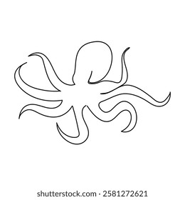 Continuous line drawing of octopus One line of cephalopod Marine animal concept continuous line