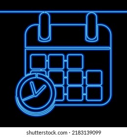 Reloj continuo de la oficina de dibujo de línea con el concepto de icono neón de la fecha límite del planificador del calendario