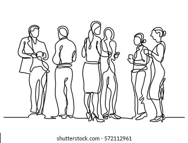 Continuous Line Drawing Of Office Party